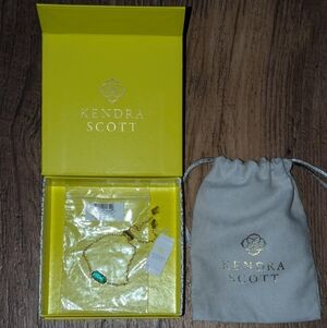 Kendra Scott Gold Elaine London Blue Adjustable Bracelet Brand New